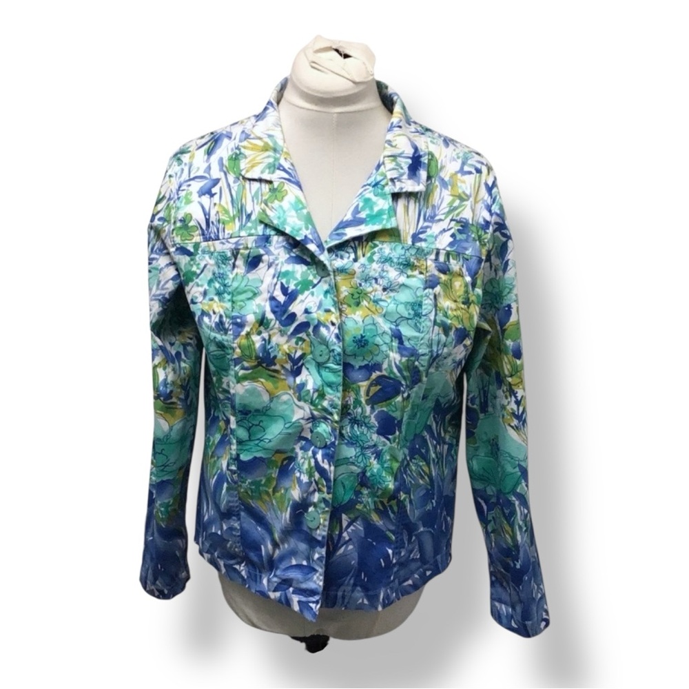 Coldwater Creek Women’s Button Down Shirt Shacket Blazer Watercolor Floral L
